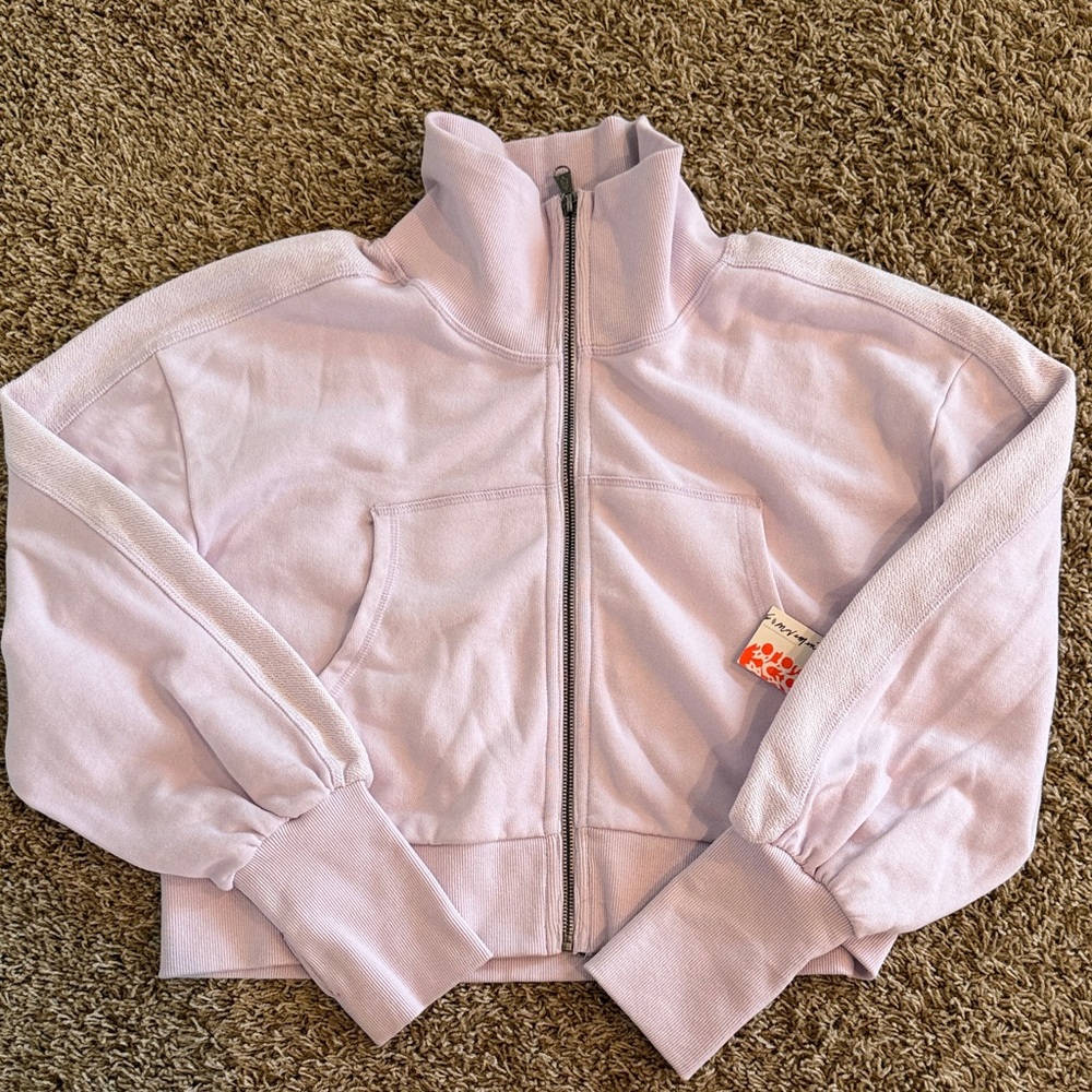 NWT Free People Movement High Jump Zip-Up Jacket in a light purple (rose wash) - Picture 2 of 7